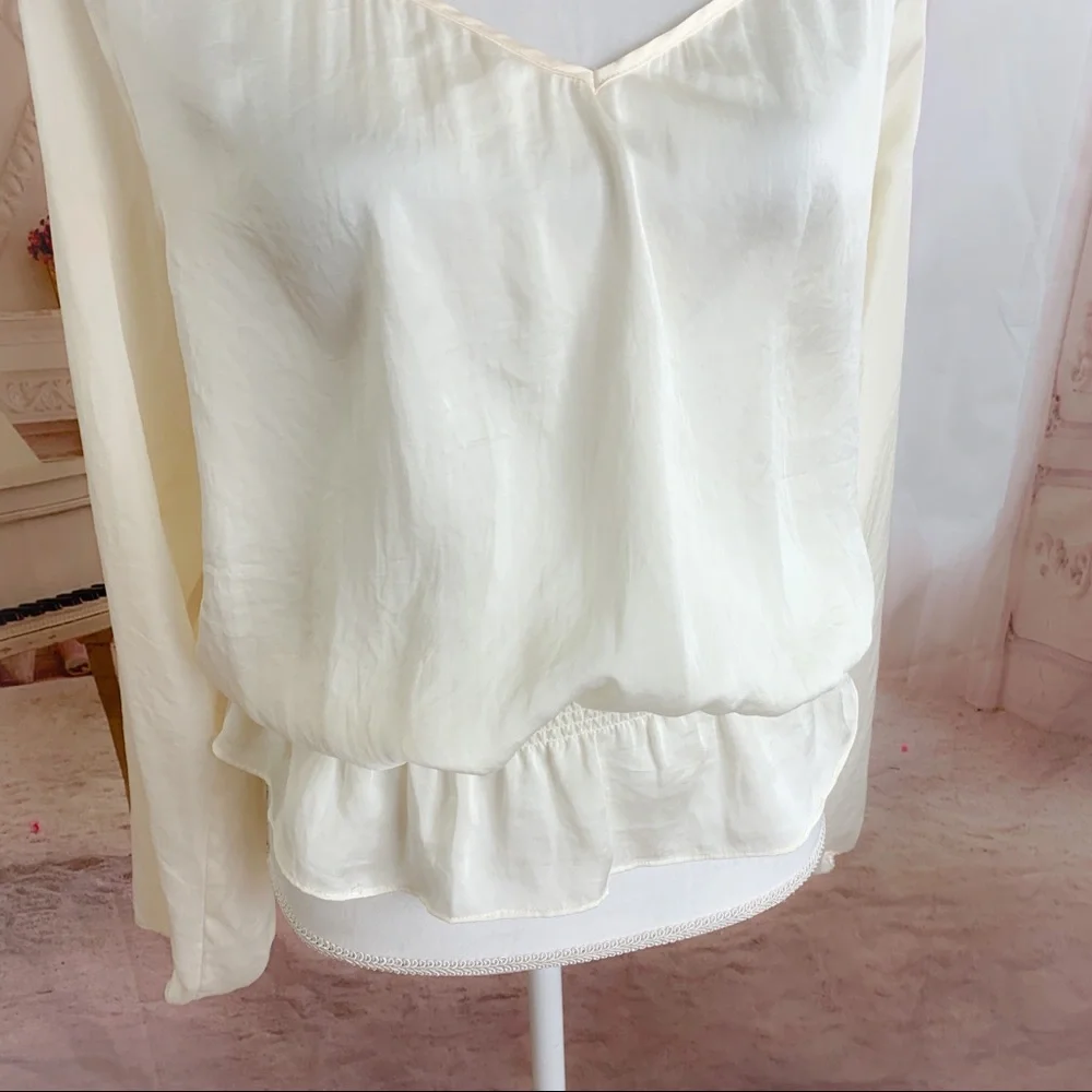 Michael Kors Ivory Silky Ruffle Blouse - Picture 3 of 10